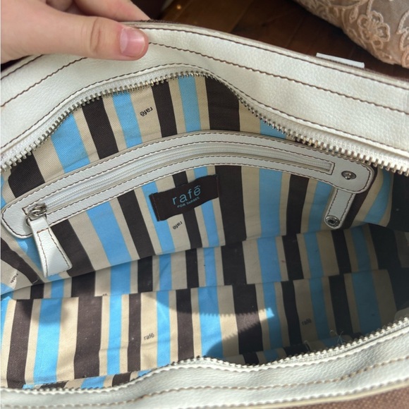 Rafe Brown and White Shoulder Bag with Silver Hardware - Picture 6 of 10